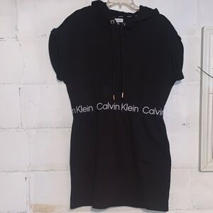 Calvin Klein Black Short-Sleeve Hoodie Sweatshirt Dress